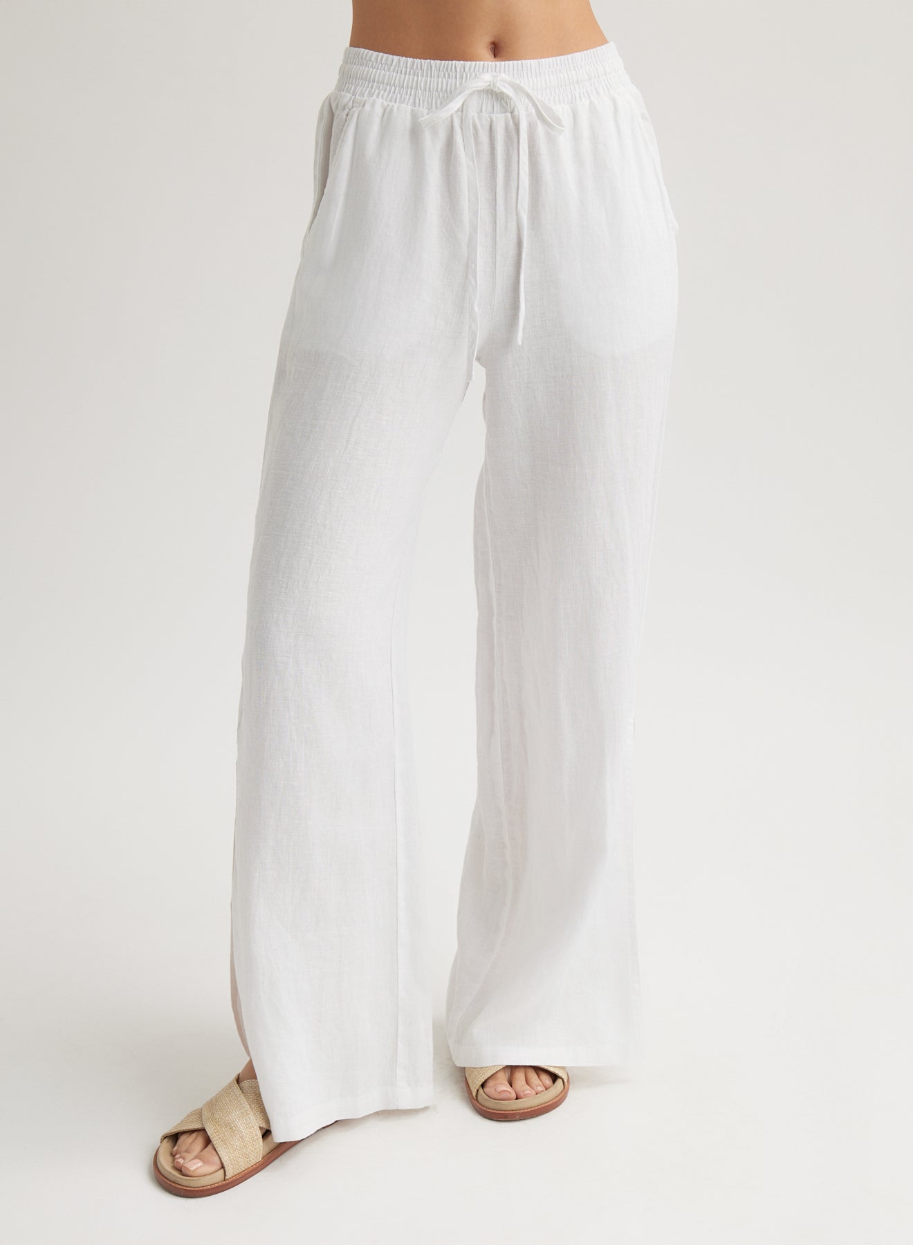 Stylish Side Slit Wide Leg Pants in White Stylish Side Slit Wide Leg Pants in White