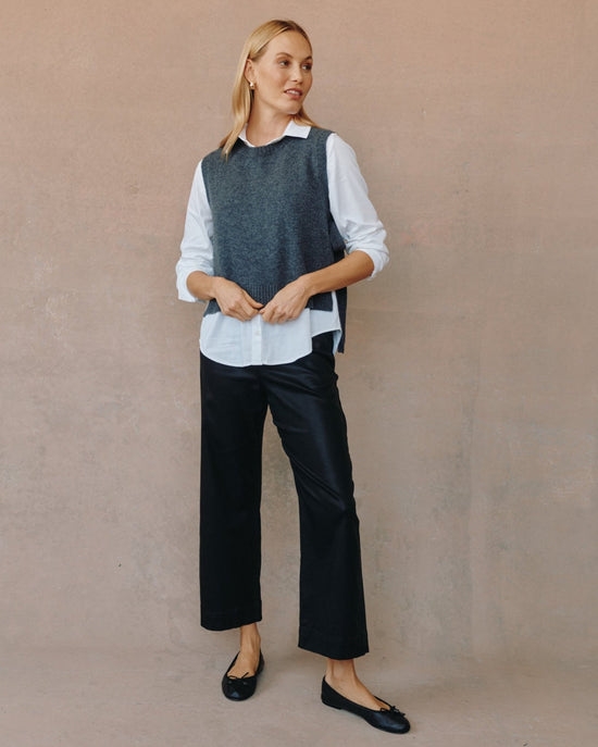 Bella Dahl Side Tie Vest - Charcoal