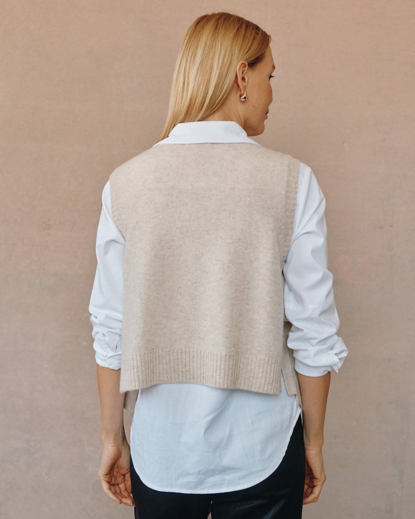 Bella DahlSide Tie Vest - Ivory OatTops