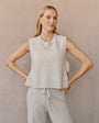 Bella DahlSide Tie Vest - Ivory OatTops
