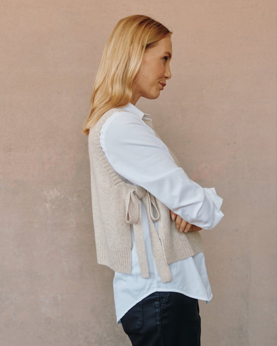 Bella Dahl Side Tie Vest - Ivory Oat View 2