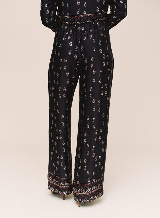Bella Dahl Single Pleat  Wide Leg Border Pant - Floral Border Print View 2