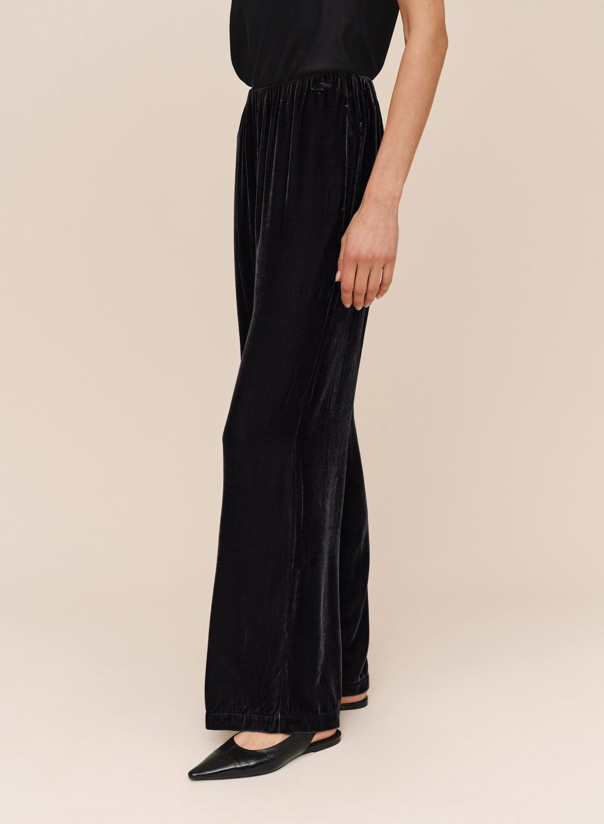 Bella DahlSleek Velvet Clean Wide Leg - BlackPants