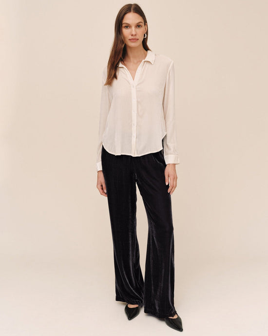 Bella Dahl Sleek Velvet Clean Wide Leg - Black