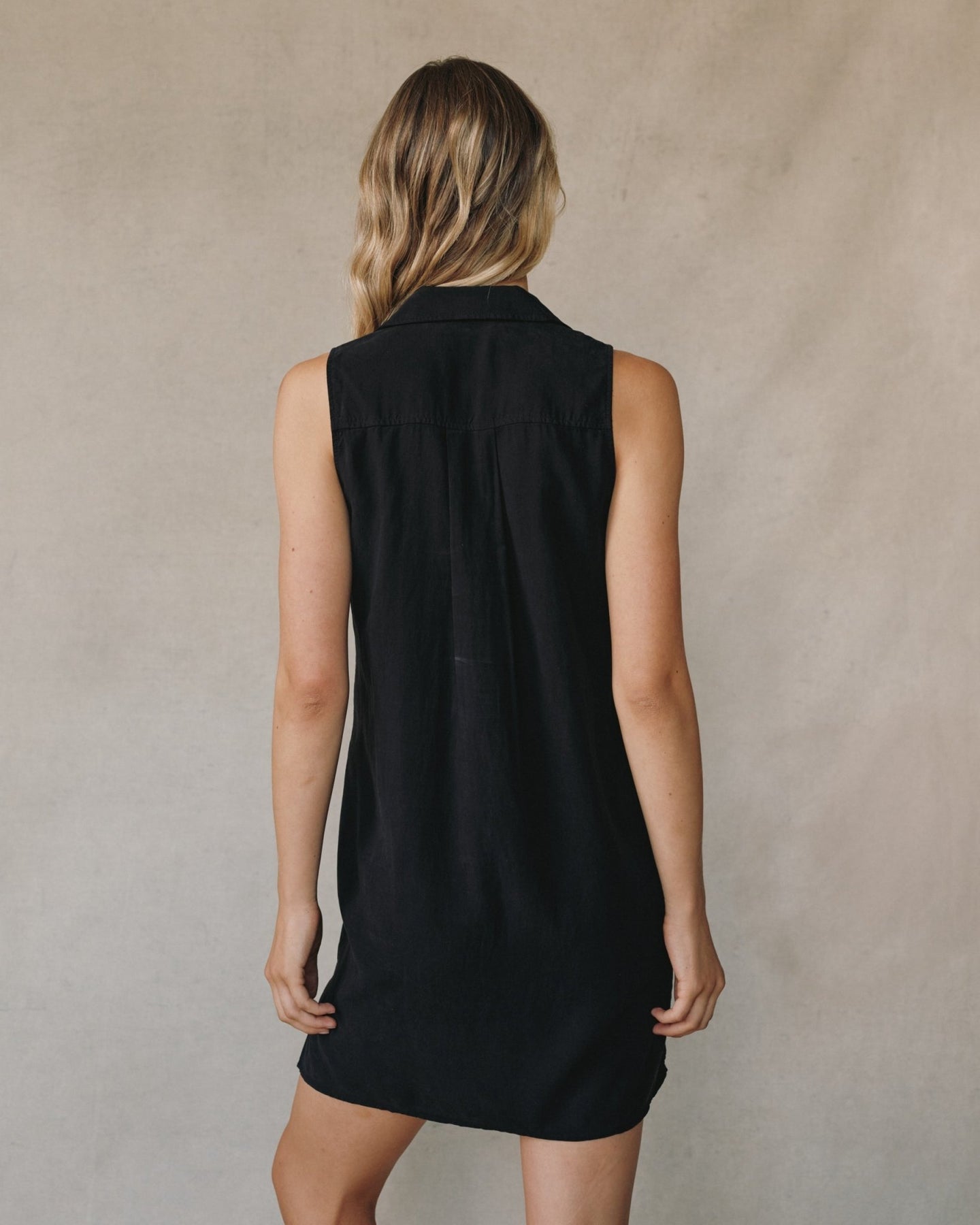 Sleeveless A-Line Minidress in Black Sleeveless A-Line Minidress in Black