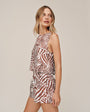 Bella DahlSleeveless Boat Neck Split Back - Abstract Shell PrintTops