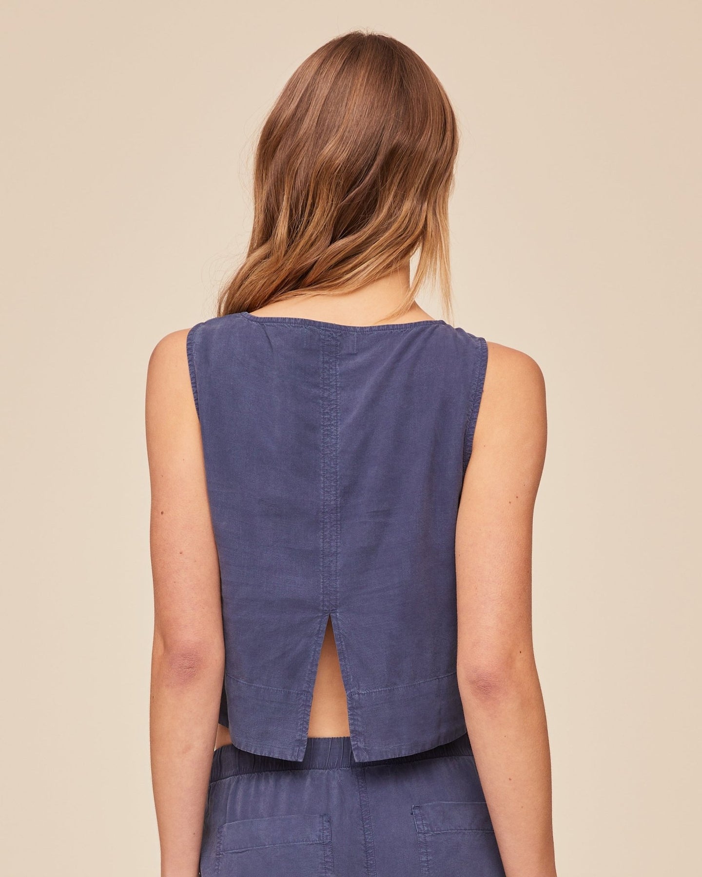 Bella DahlSleeveless Boat Neck Split Back - Midnight SurfTops