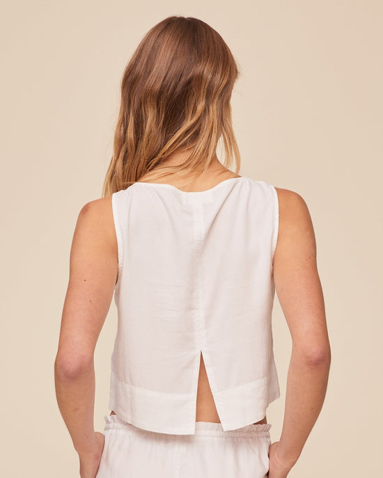 Bella Dahl Sleeveless Boat Neck Split Back - White View 2