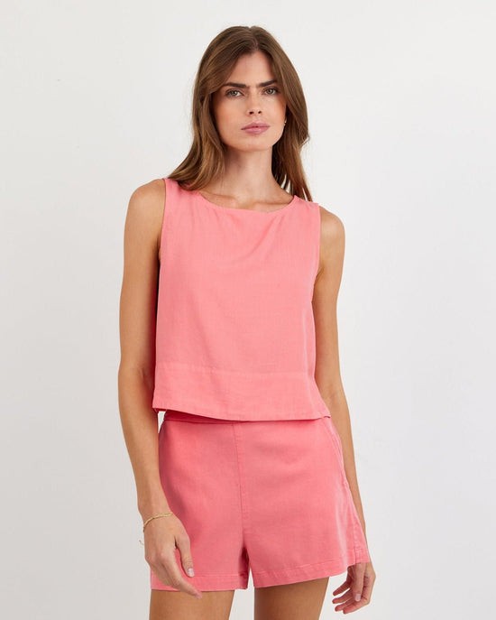 Bella Dahl Sleeveless Boat Neck Split Back - Wild Coral