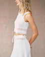 Bella DahlSleeveless Button Back Crochet Top - WhiteTops