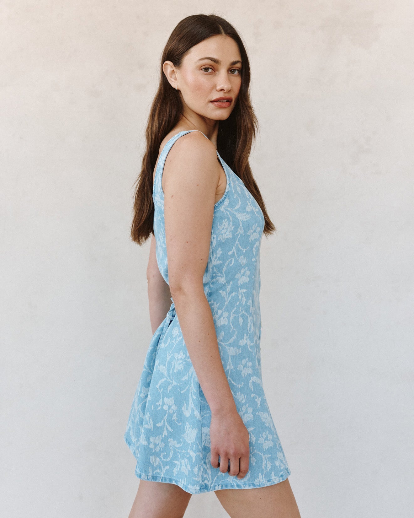 Sleeveless Button Front Fitted Dress - Vintage Fleur Denim Vintage Fleur Denim / S Sleeveless Button Front Fitted Dress - Vintage Fleur Denim Vintage Fleur Denim / S