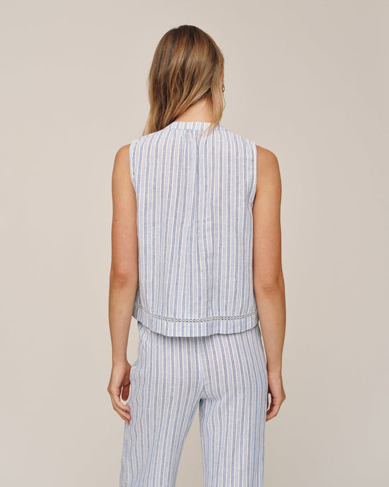 Bella Dahl Sleeveless Button Front - Ocean Blue Stripe View 2