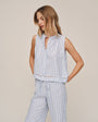 Bella DahlSleeveless Button Front - Ocean Blue StripeTops