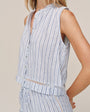 Bella DahlSleeveless Button Front - Ocean Blue StripeTops