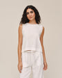 Bella DahlSleeveless Crochet Edge Top - Ivory SandTops
