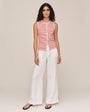 Bella DahlSleeveless Fitted Button Down Top - Sunset Sail StripeTops