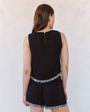 Bella DahlSleeveless Fray Trim Tank - BlackTops