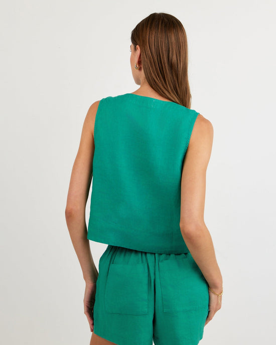 Bella Dahl Sleeveless Half Placket Top - Aqua Green View 2