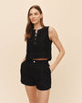 Bella DahlSleeveless Half Placket Top - BlackTops