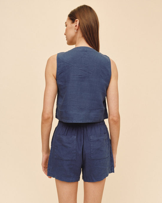 Bella Dahl Sleeveless Half Placket Top - Midnight Surf View 2