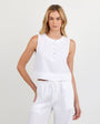Bella DahlSleeveless Half Placket Top - WhiteTops