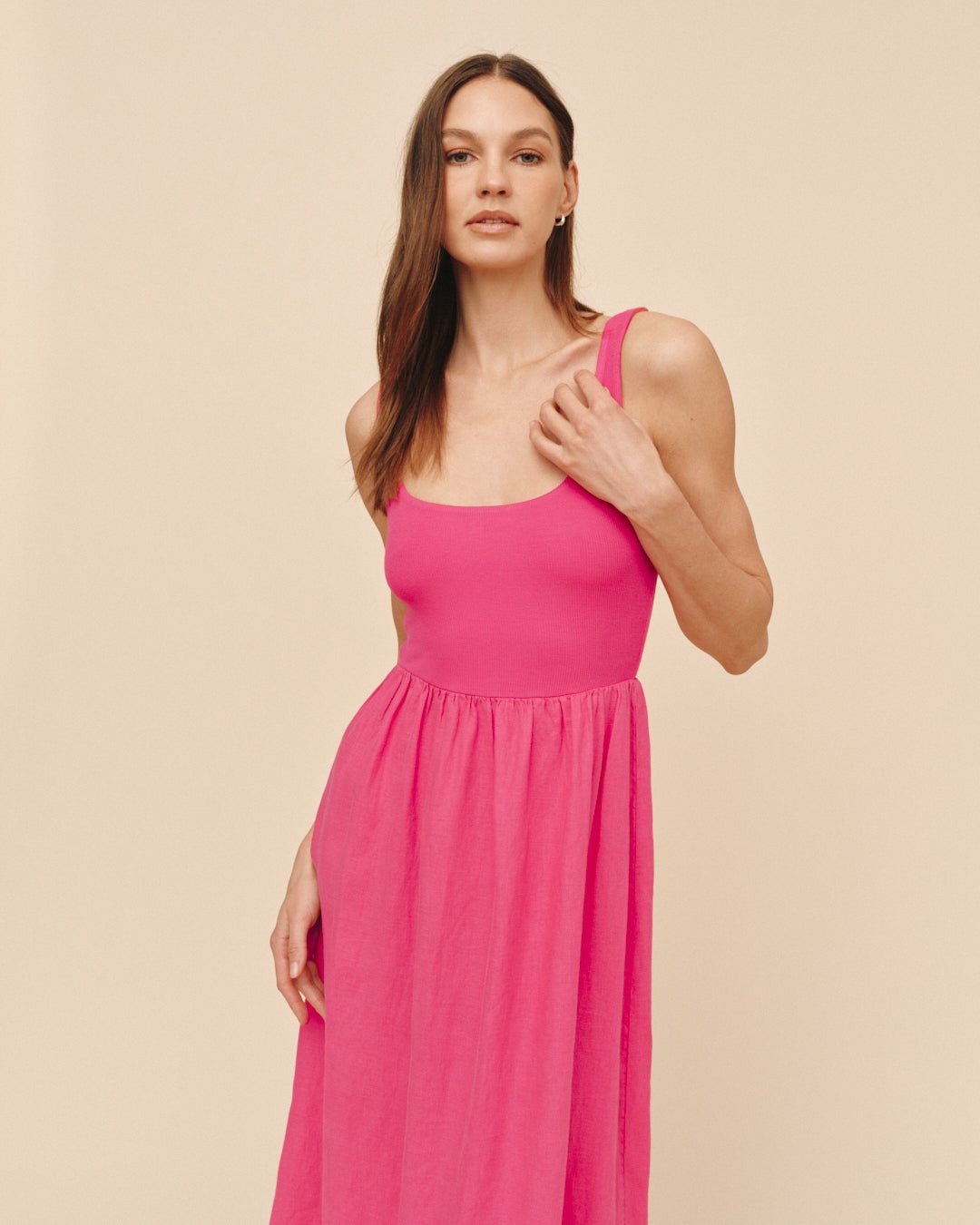 Bella DahlSleeveless Knit Combo Dress - Spiced HibiscusDresses