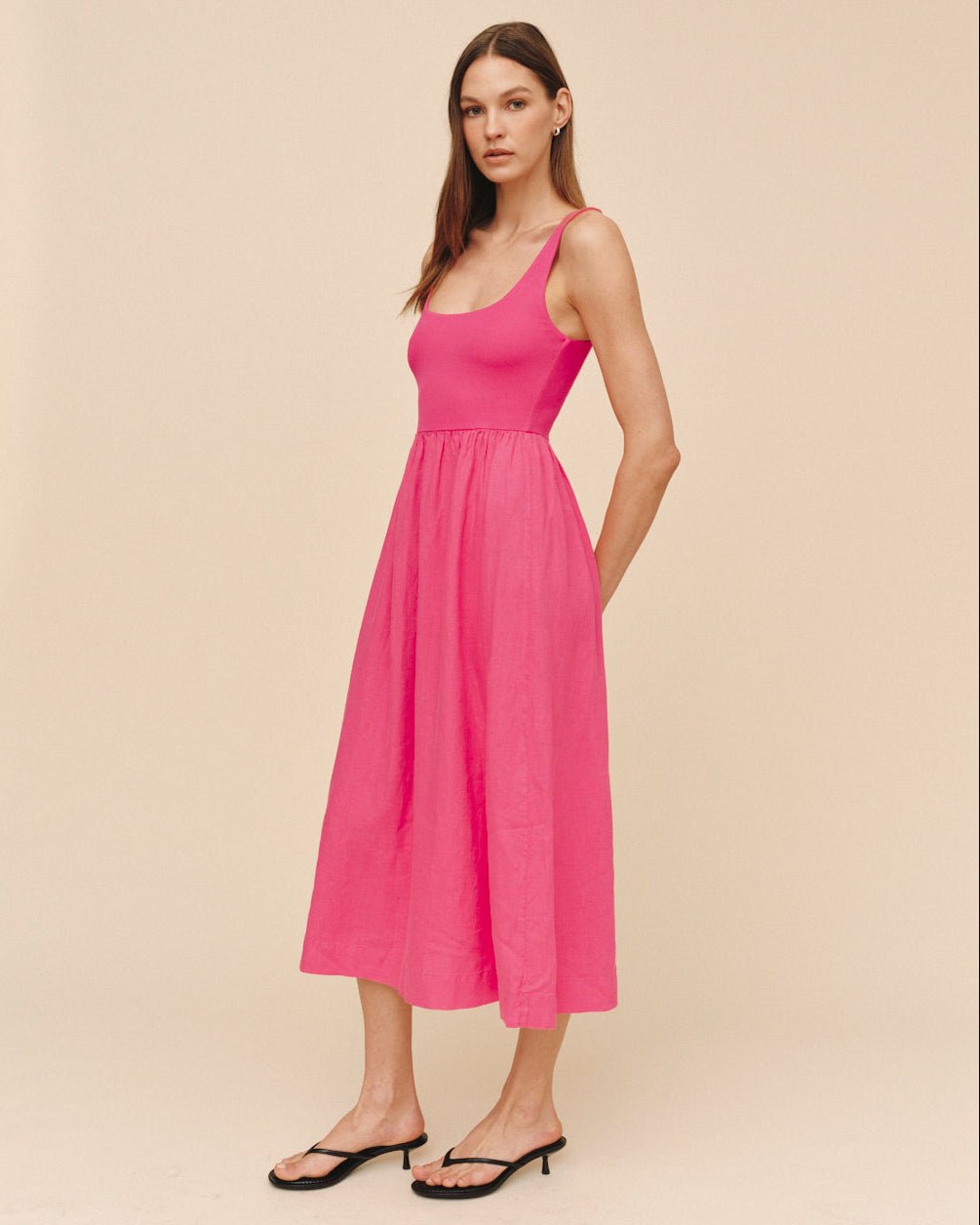 Bella DahlSleeveless Knit Combo Dress - Spiced HibiscusDresses