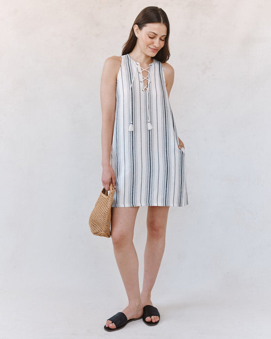 Bella Dahl Sleeveless Lace Up Mini Dress - Boardwalk Stripe