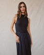 Bella DahlSleeveless Mock Neck Mixed Dress - Obsidian StoneDresses