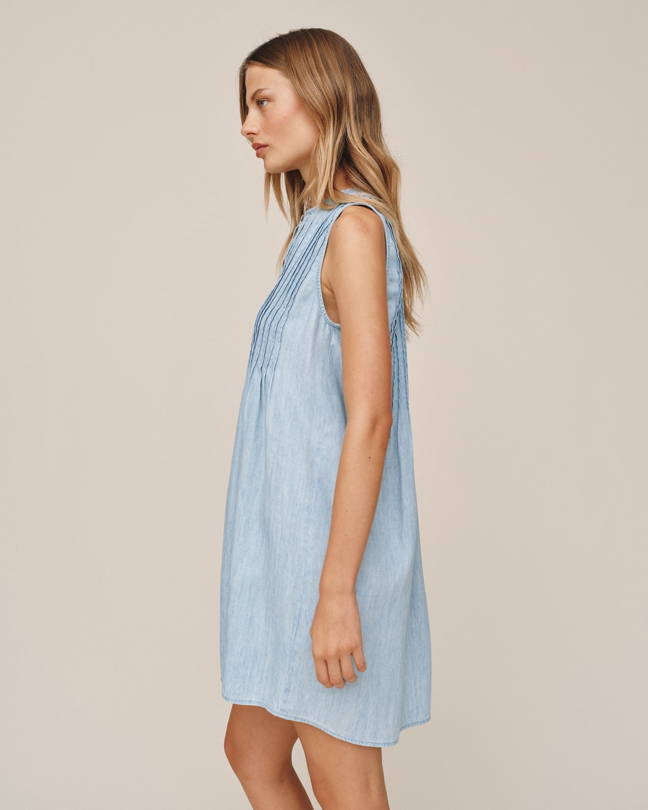 Sleeveless Pintuck Dress - Sun Bleached Wash – Bella Dahl
