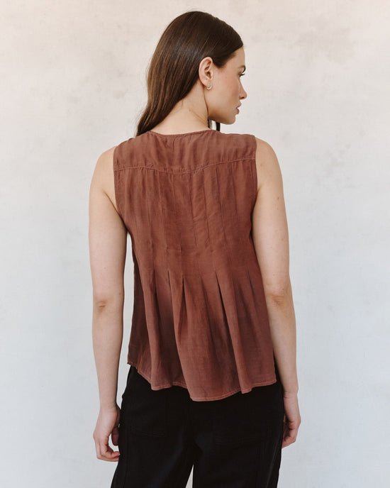 Bella Dahl Sleeveless Pintuck Pullover - Mocha Cloud View 2