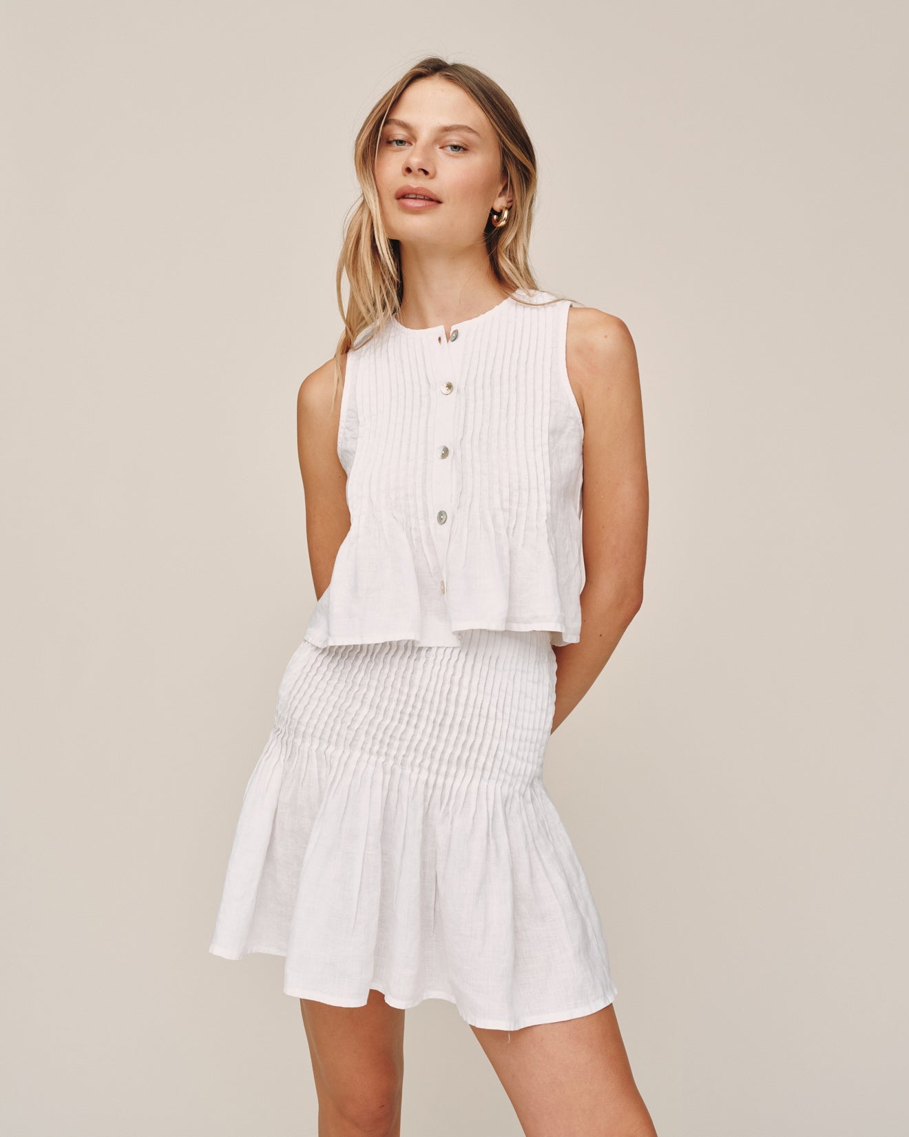 Bella DahlSleeveless Pintuck Top - WhiteTops