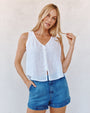 Bella DahlSleeveless Pintuck V Neck Top - WhiteTops