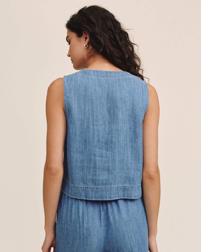 Sleeveless Placket Pullover - Island Blue Wash – Bella Dahl