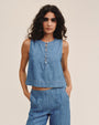 Bella DahlSleeveless Placket Pullover - Island Blue WashTops