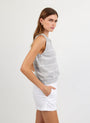 Bella DahlSleeveless Placket Pullover - Sea Mist StripeTops
