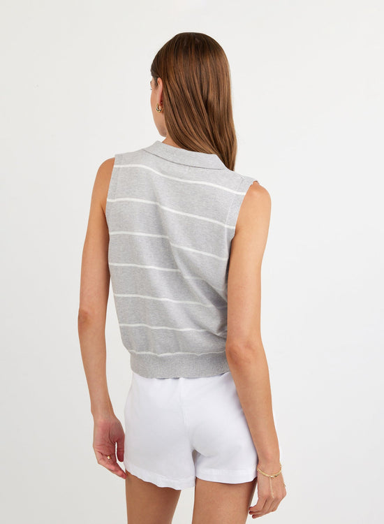 Bella Dahl Sleeveless Placket Pullover - Sea Mist Stripe View 2
