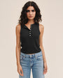 Bella DahlSleeveless Placket Top - BlackTops