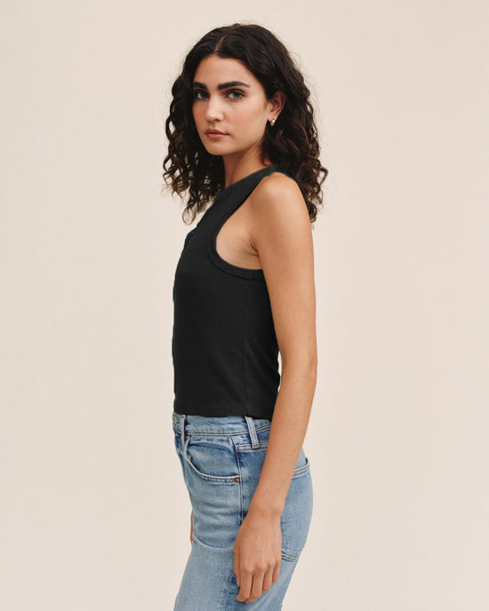 Bella Dahl Sleeveless Placket Top - Black View 2