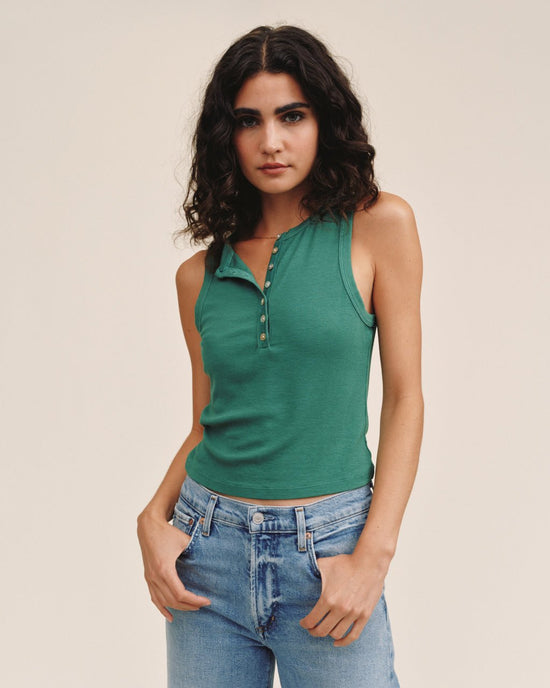 Bella Dahl Sleeveless Placket Top - Palm Green View 2