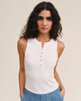 Bella DahlSleeveless Placket Top - WhiteTops
