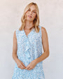 Bella DahlSleeveless Ruffle Top - Blue Ditsy Floral PrintTops