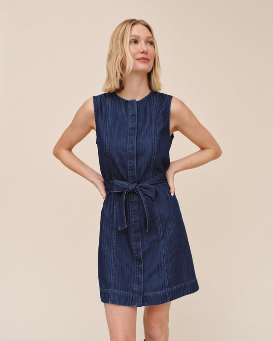 Bella Dahl Sleeveless Seamed Shirt Dress - Herringbone Wash