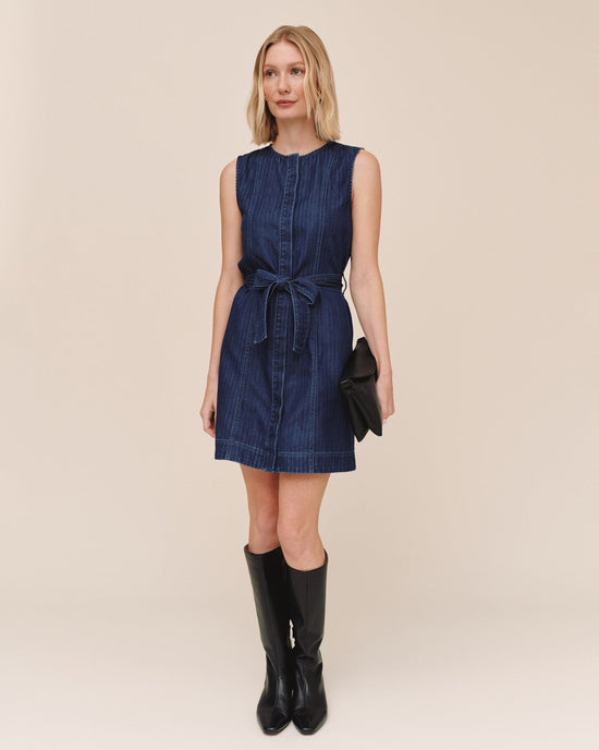 bella dahl denim shirt dress Bella Dahl Long Sleeve A-Line Shirt Dress Endless Sea / L