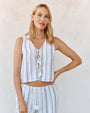 Bella DahlSleeveless Tie Front Top - Rosewood StripeTops