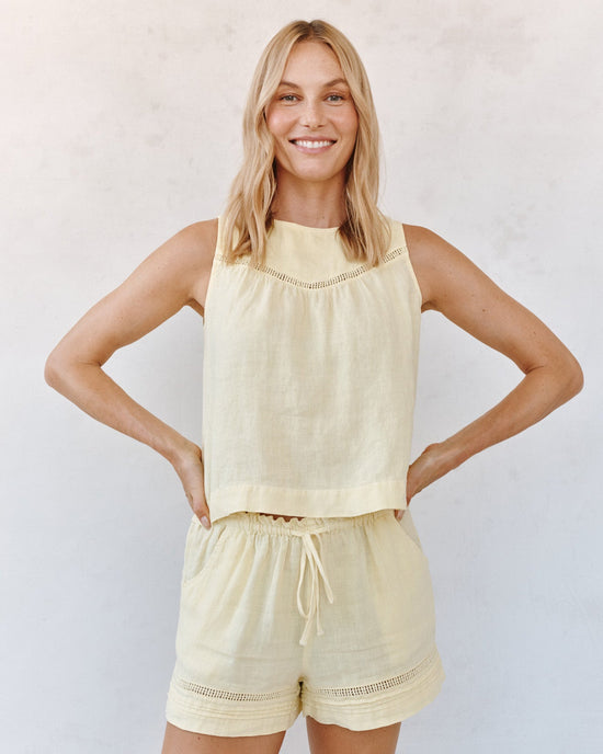 Bella Dahl Sleeveless Trimmed Yoke Seam Top - Lemon Drop View 2