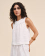 Bella DahlSleeveless Trimmed Yoke Seam Top - WhiteTops