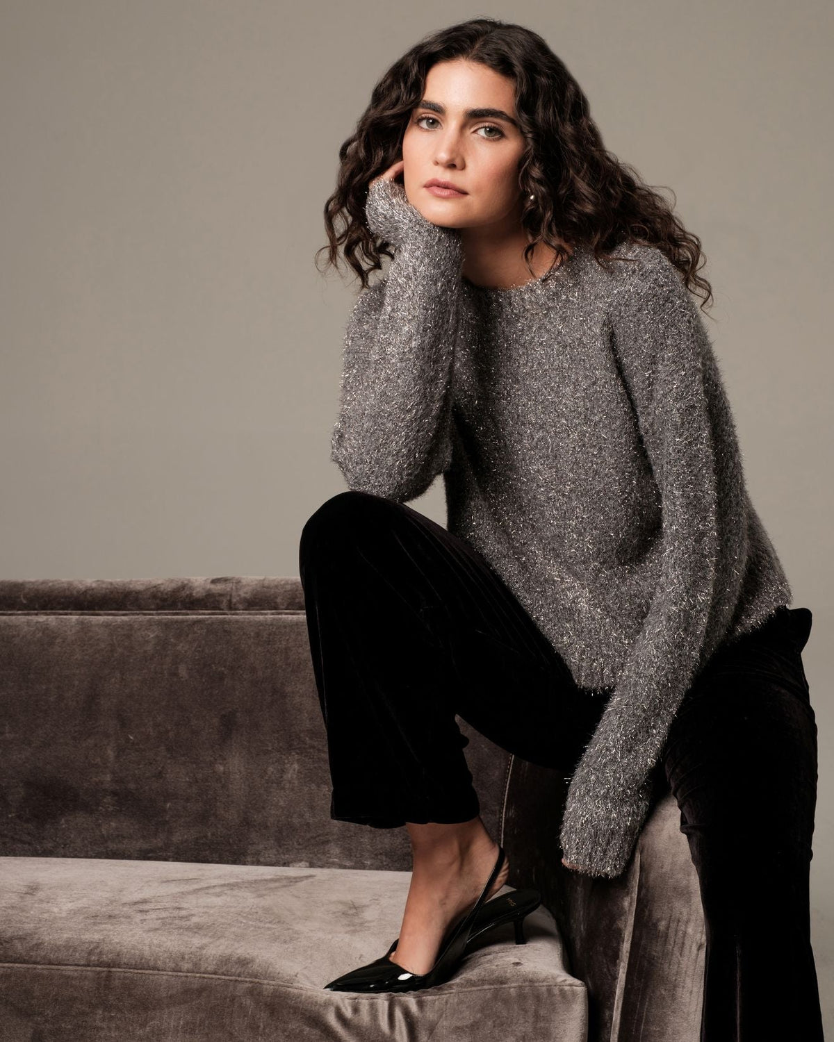 Bella DahlSlouchy Sweater - Charcoal ShimmerSweaters
