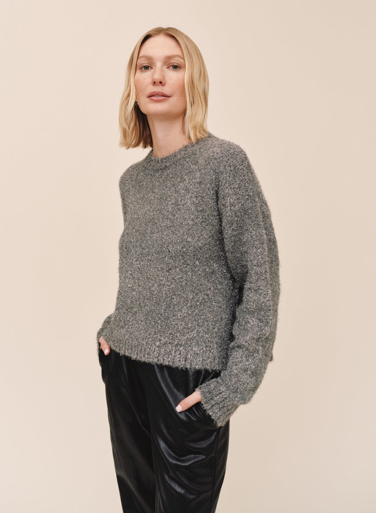 Bella DahlSlouchy Sweater - Charcoal ShimmerSweaters