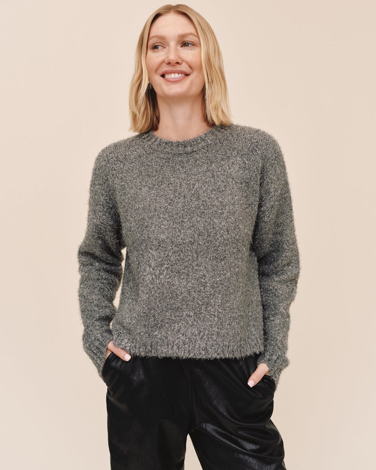 Bella DahlSlouchy Sweater - Charcoal ShimmerSweaters